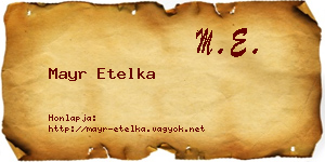 Mayr Etelka névjegykártya